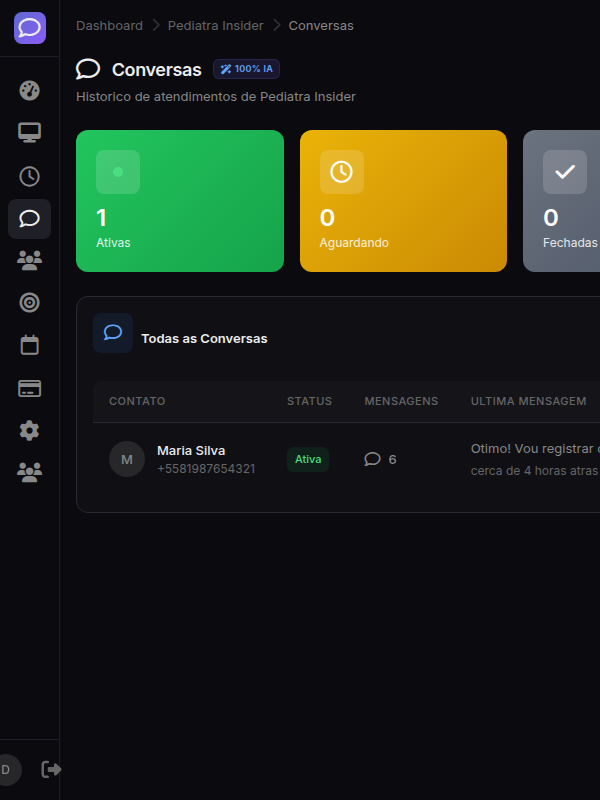 Historico de conversas com clientes