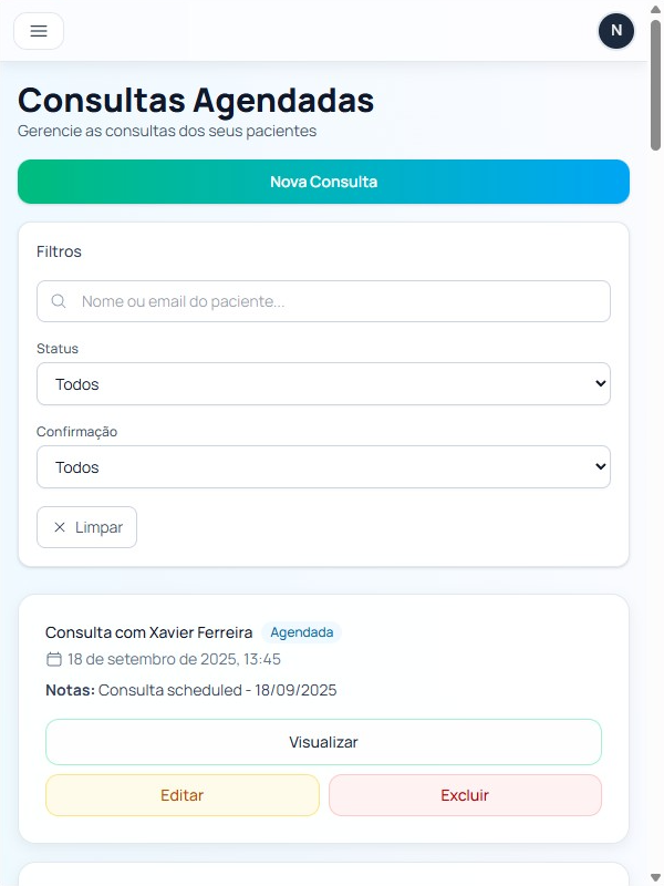 Consultas agendadas com filtros