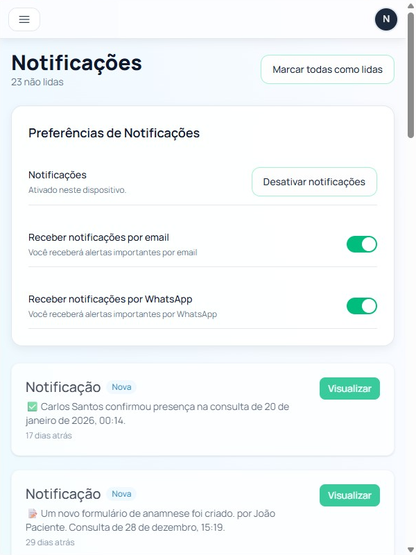 Configurações de notificações