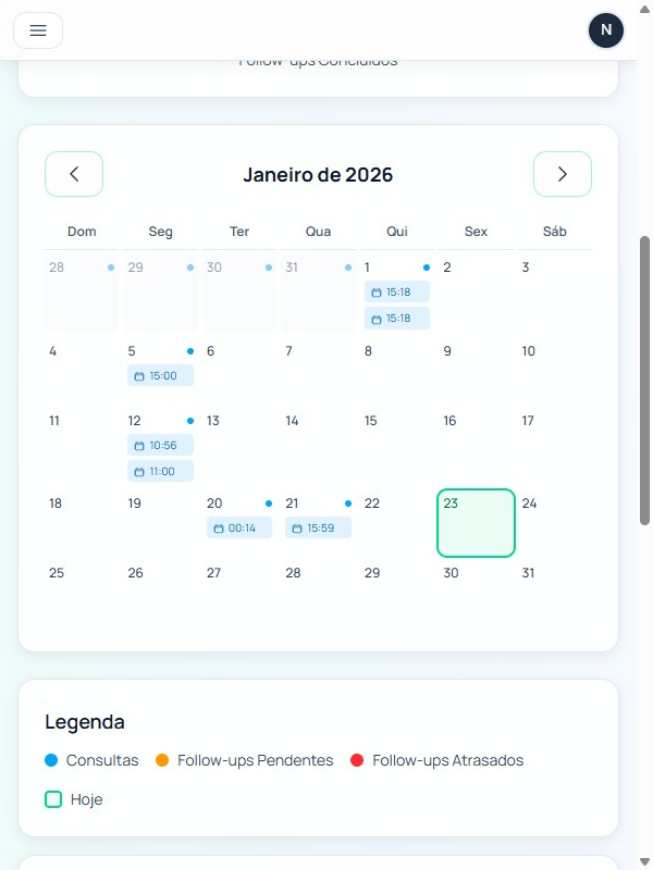 Calendário de consultas