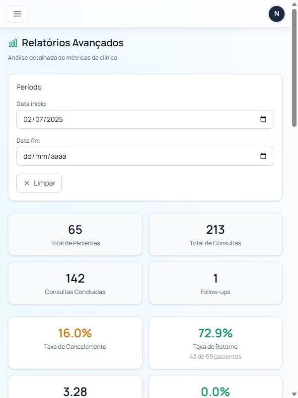 Relatórios avançados com métricas
