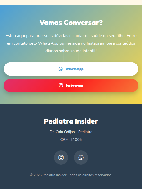 Secao de contato e redes sociais