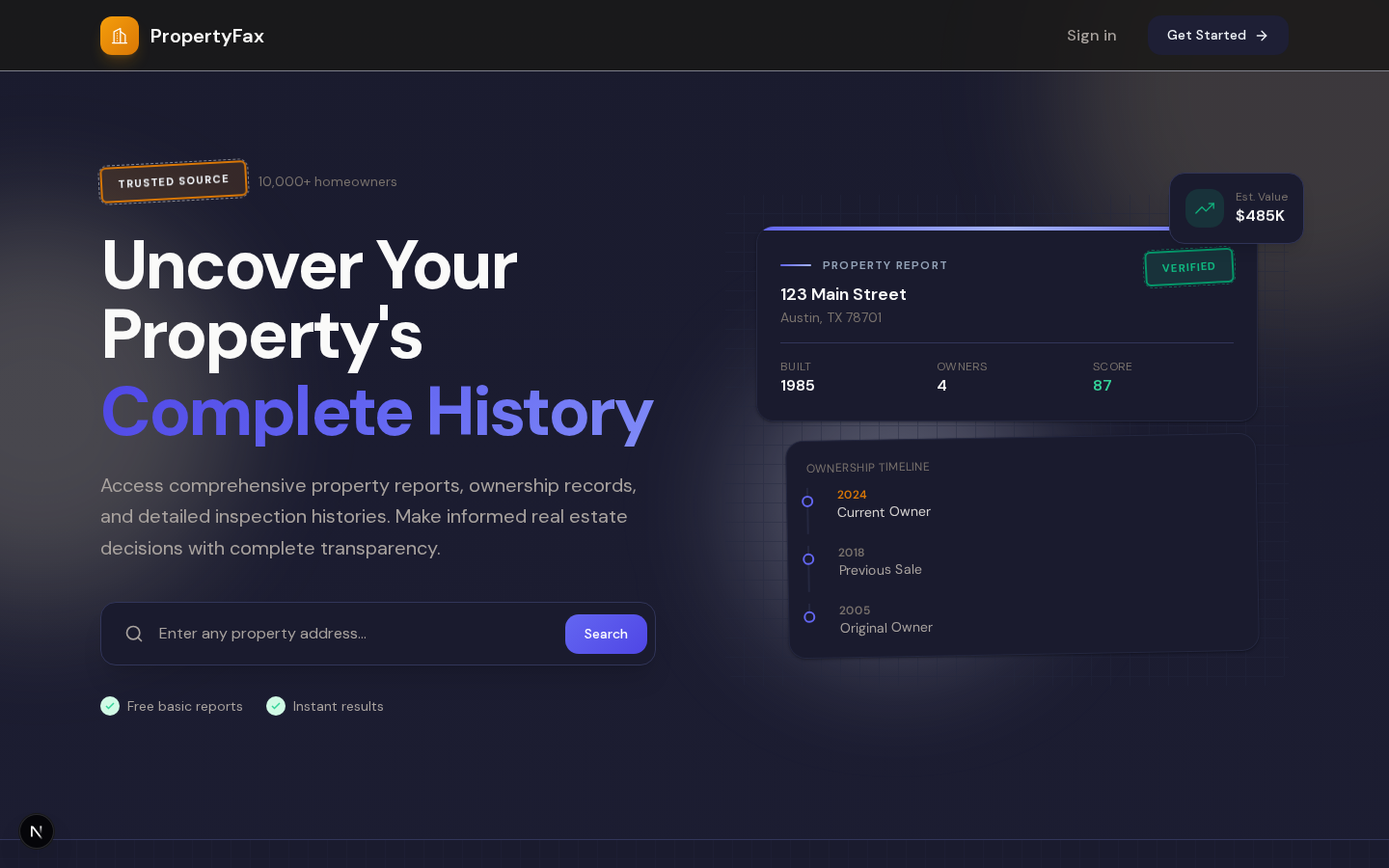 Pagina inicial com busca de propriedades